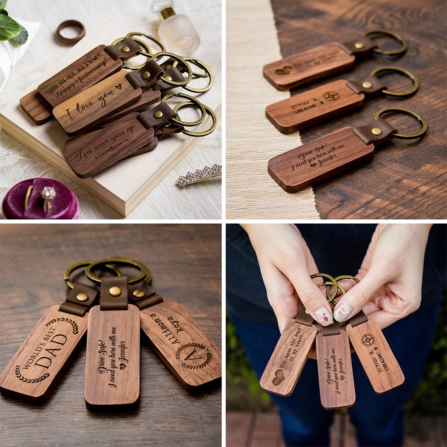Personalisierter Schlüsselanhänger aus Holz