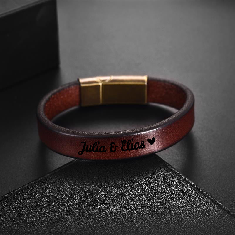 Braunes Vintage Lederarmband Personalisierbar