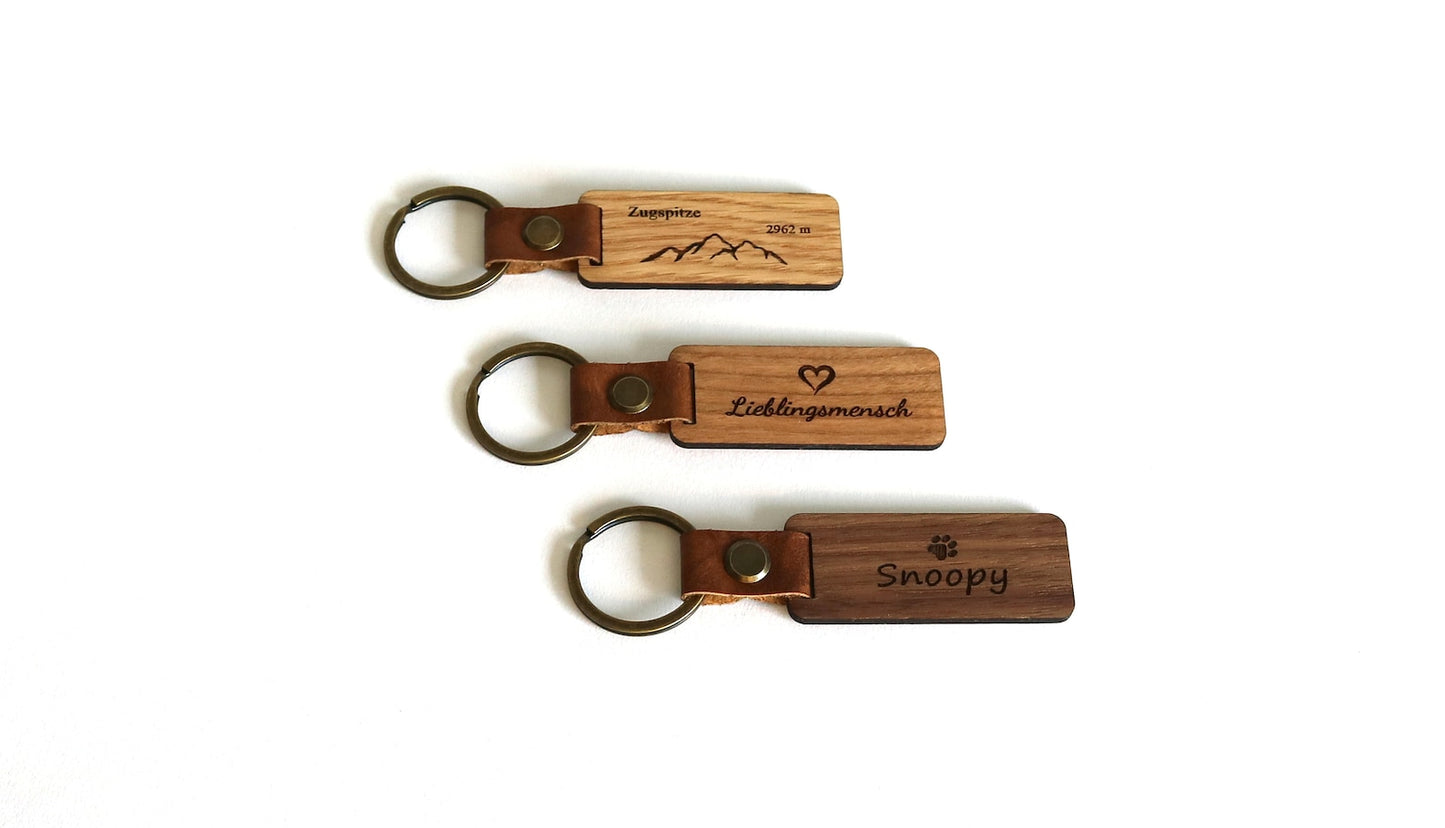 Personalisierter Schlüsselanhänger aus Holz