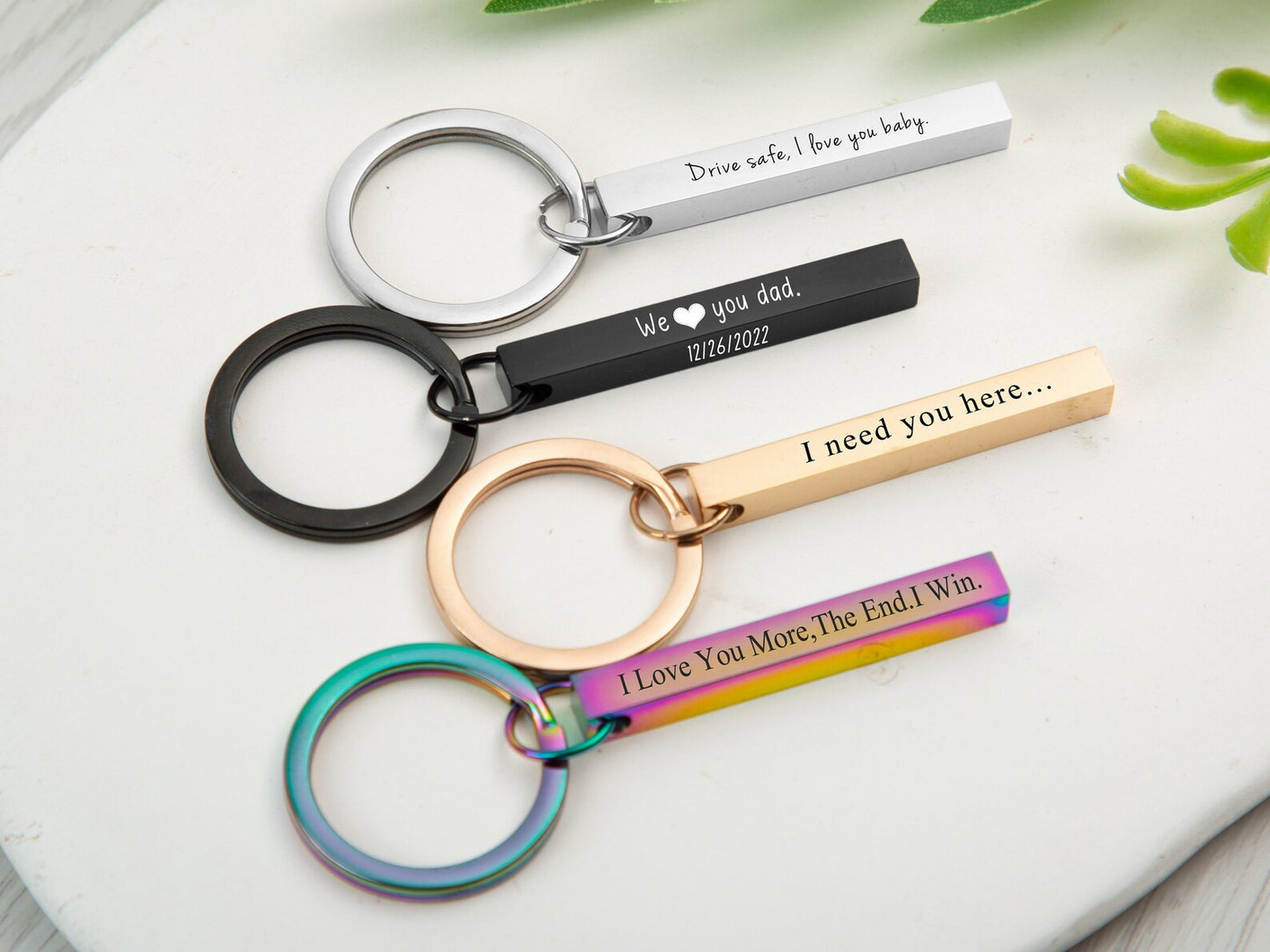 Personalisierter Quader Schlüsselanhänger 3D Stäbchen