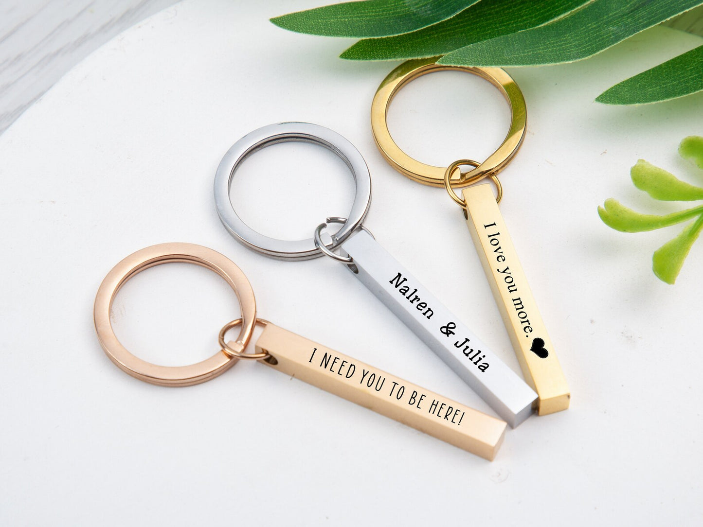 Personalisierter Quader Schlüsselanhänger 3D Stäbchen