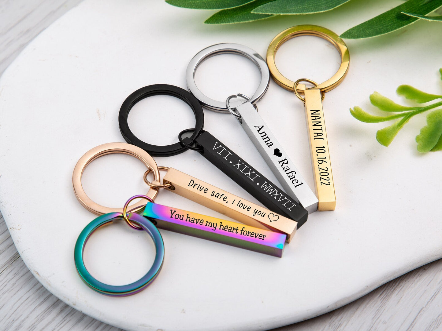 Personalisierter Quader Schlüsselanhänger 3D Stäbchen