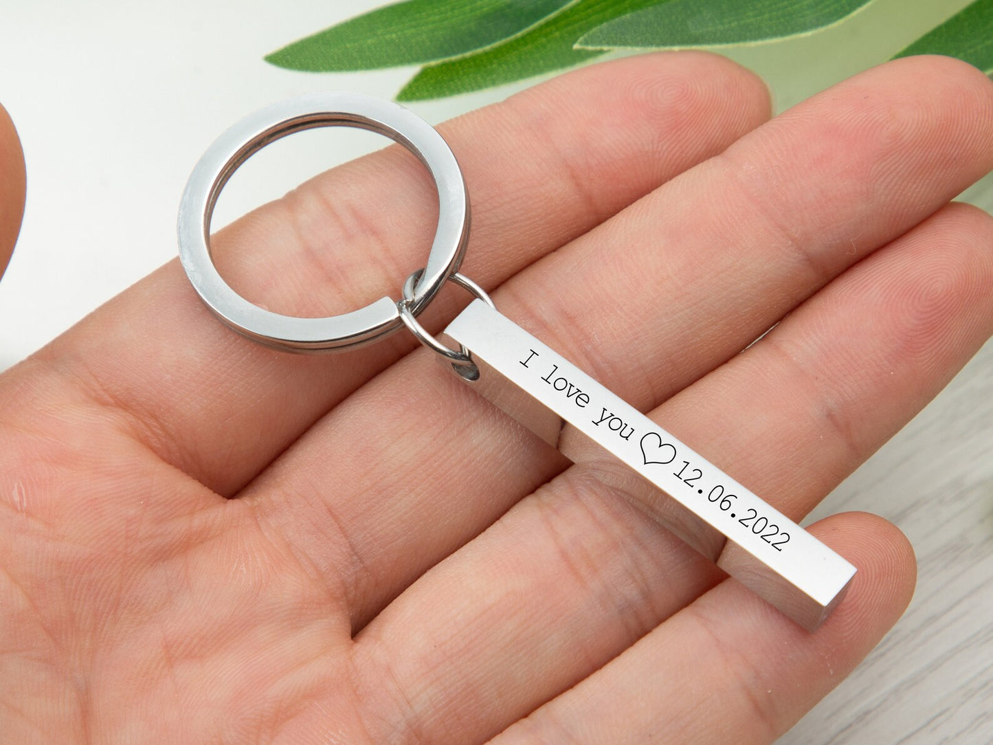 Personalisierter Quader Schlüsselanhänger 3D Stäbchen