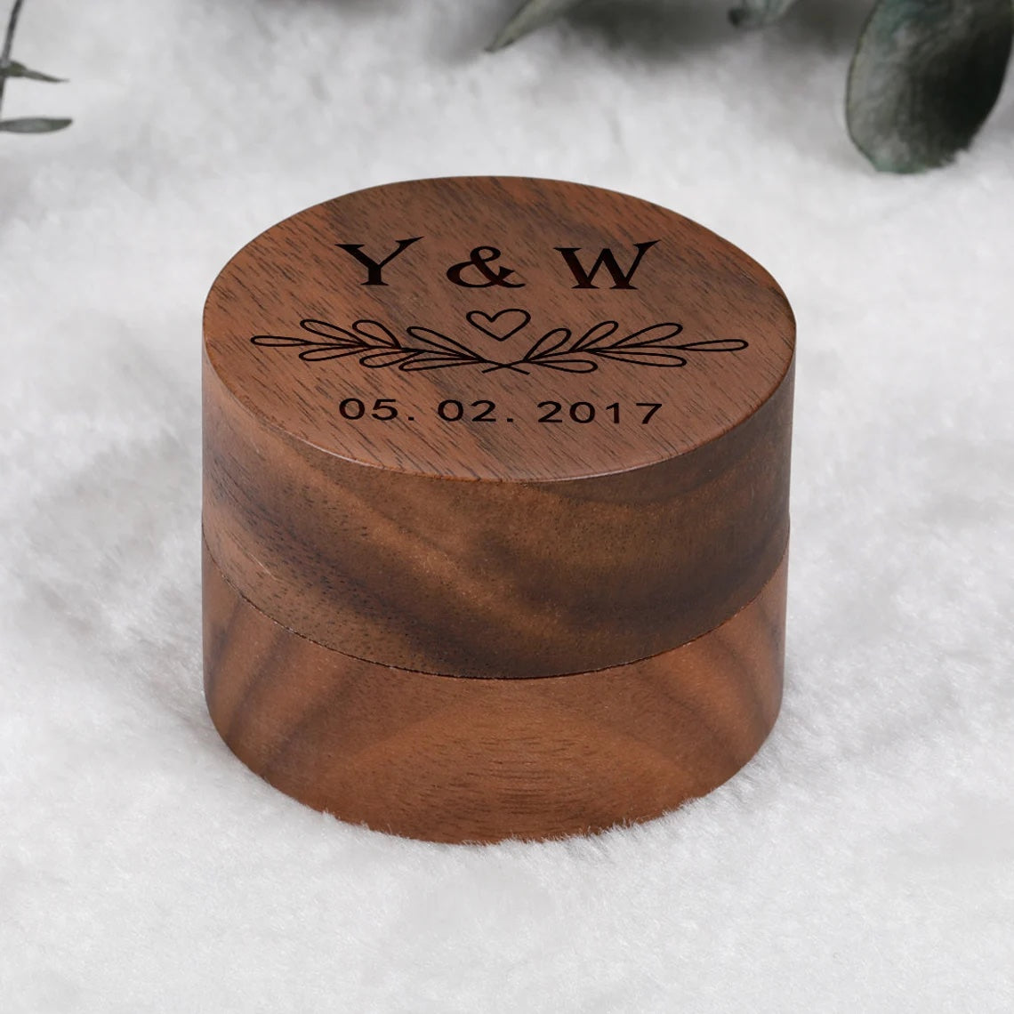 Personalisierte Runde Ring Box aus Holz