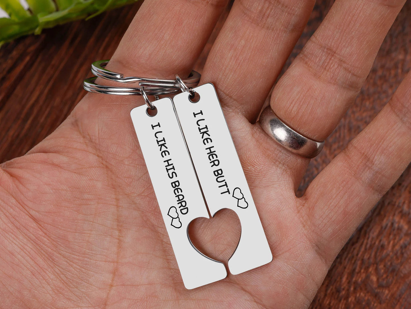 Schlüsselanhänger Set mit Herz für Paare mit Gravur